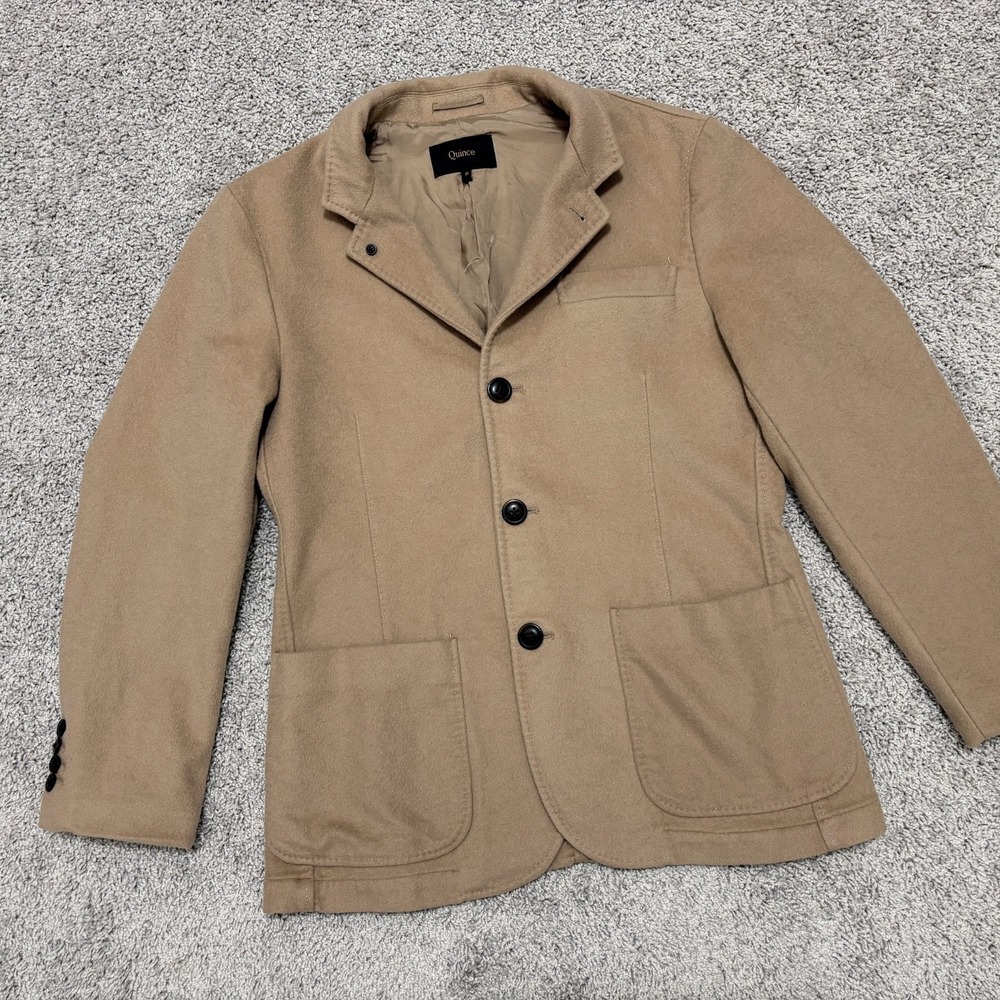 Quince Blazer 100% Mongolian Cashmere Stand Collar Chore Camel Beige Mens Small